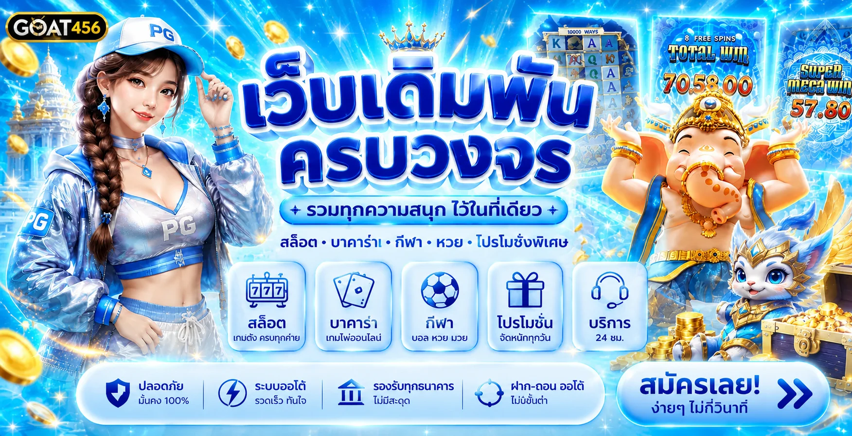แบนเนอร์ GOAT456 ทางเข้าและบริการเกมครบวงจร